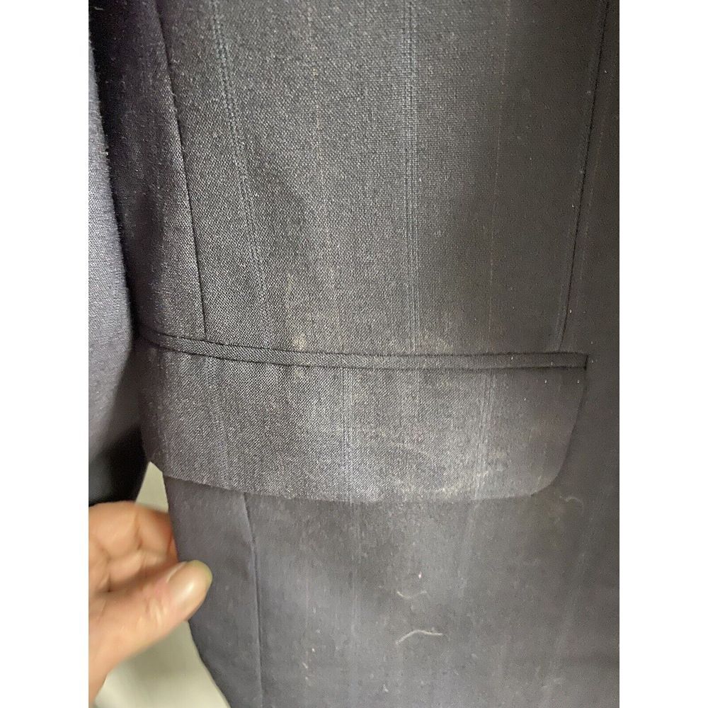 Vintage Cricketeer 2 Piece Suit Black Striped 46R Pants 37x29 Wool USA - Picture 3 of 16